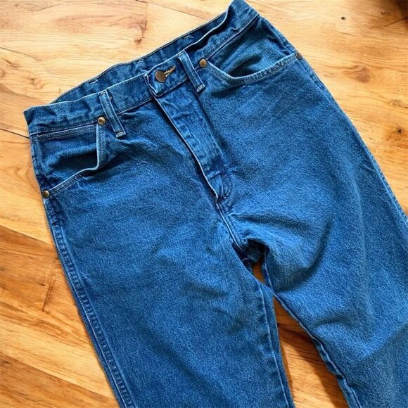 Vintage Wrangler Dark Wash High Rise Jeans 26” Zipper Straight Western - Picture 2 of 8